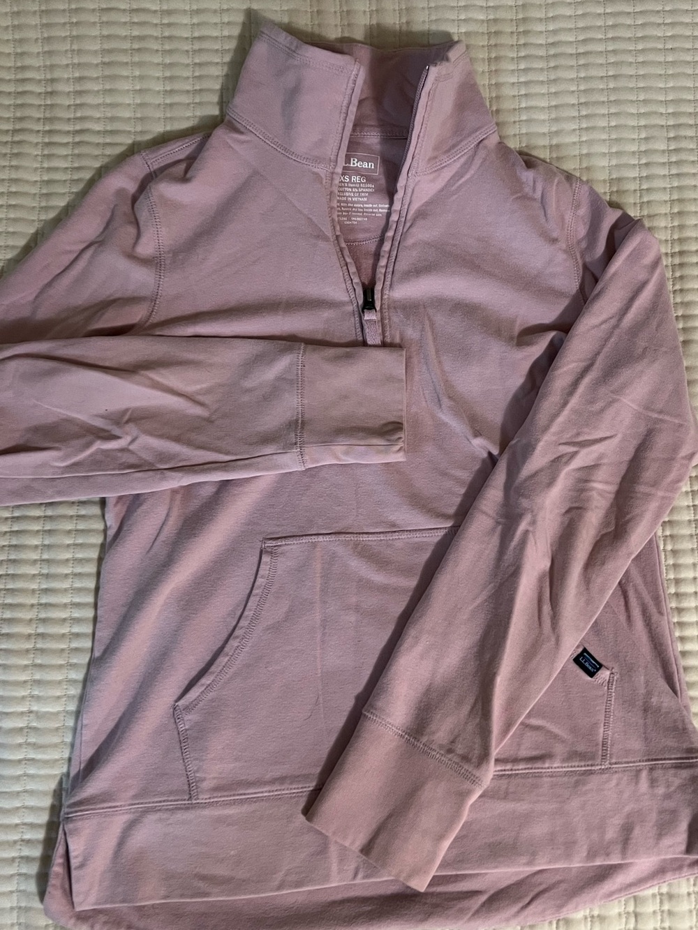 Llbean pullover quarter zip light pink women’s XS